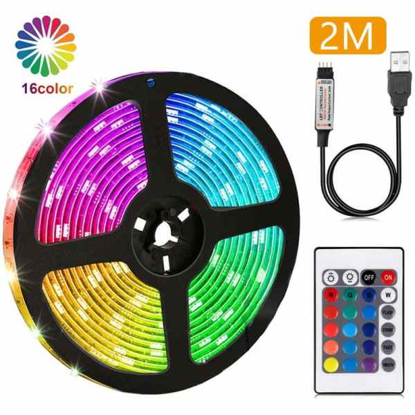 /#/Fleksibel LED-stripe med batteri, 6,6FT / 3,3FT 3M RGB SMD5050 LED-ledning/#/