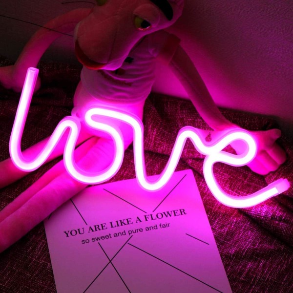 Neon Love Skilt Lys LED Love Dekorativ Kunst Marquee Skilt - Vegg
