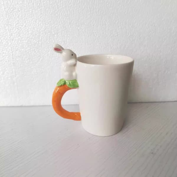Carrot Mug for Easter – Cute Ceramic Coffee Cup with Rabbit Handle, 350 ml Capacity, Perfect for Easter Gifts & Decorations