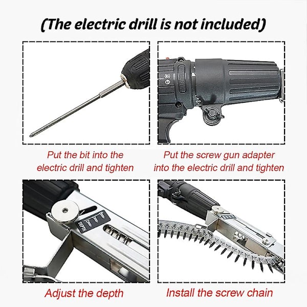 Automatisk skruvpistol och munstycksadapterkit, anpassa elektrisk borr