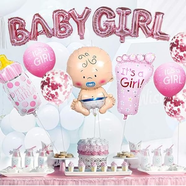 Flicka - Rosa könsdisplay baby shower dekoration med tjej boll