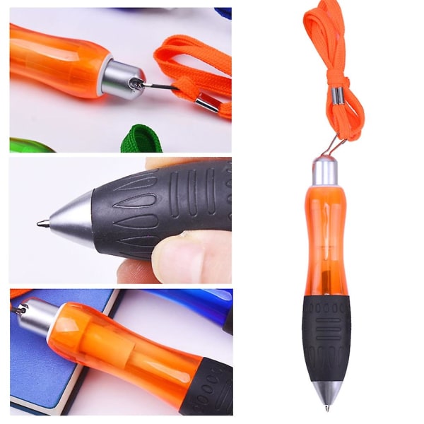 5-pack runda pennor Kulspetspenna med hängande rep Röd Blå Svart Grön Orange