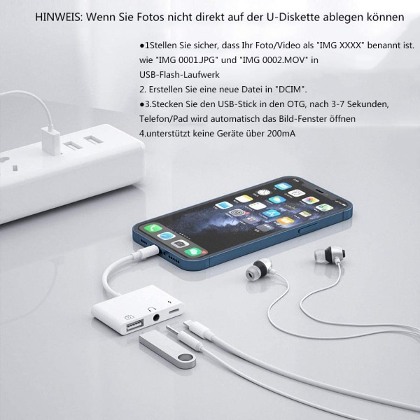 #Lightning USB OTG-ljudadapter 3-i-1 USB-läsare Adapter USB-adapter#