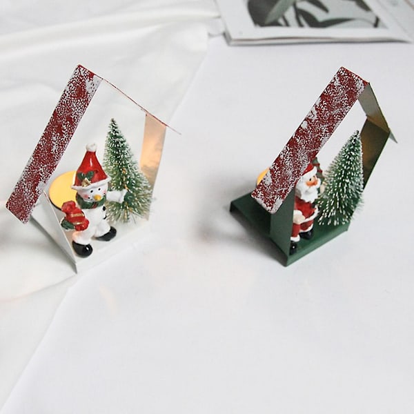 Julgransljusstake i metall med snögubbe/tomte/älg, värmeljushållare, juldekorationer, klassiska ljus, järnställ