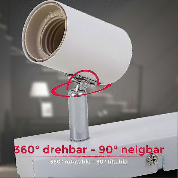 Væglampe, Retro Lampe, Retro Design Væglampe, Justerbar og Drejelig, E27 Fatning, Max 60w, Pære Ikke Inkluderet Hvid