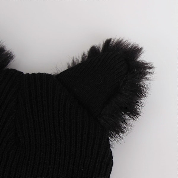 Dame Strikket Lue Katteører Vinter Varm Lue Huer Elastisk Strikket Skilue med Dun og Broderi for Voksne Jenter, M (56-58cm)