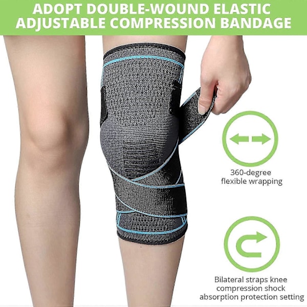 2 stk. knæbind, justerbar elastisk, sportskompression, patella og ligament, slidgigt knæbind (l)