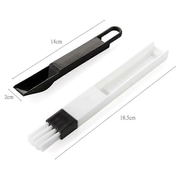 Plastik Hjørner & Kanter Støv Multifunktionel Rengøringsbørste til Vinduesramme, Tastatur med Mini Fejebakke, Hvid 18.5*2cm