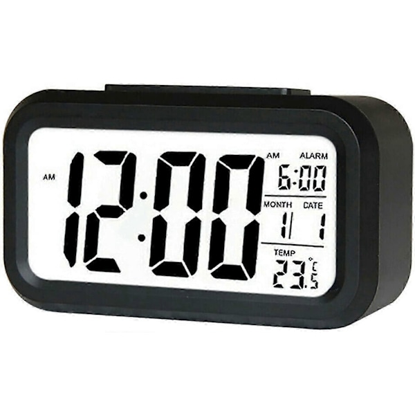Digital LED Väckarklocka Bakgrundsbelysning Snooze Tyst Kalender Skrivbord Elektronisk Bakgrundsbelysning Bordsklockor Skrivbordsklocka (svart)