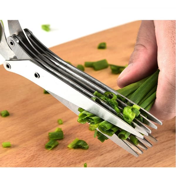 /#/Urtekniver i rustfritt stål Kjøkkenurtekniver 5 blader Multipurpose/#/