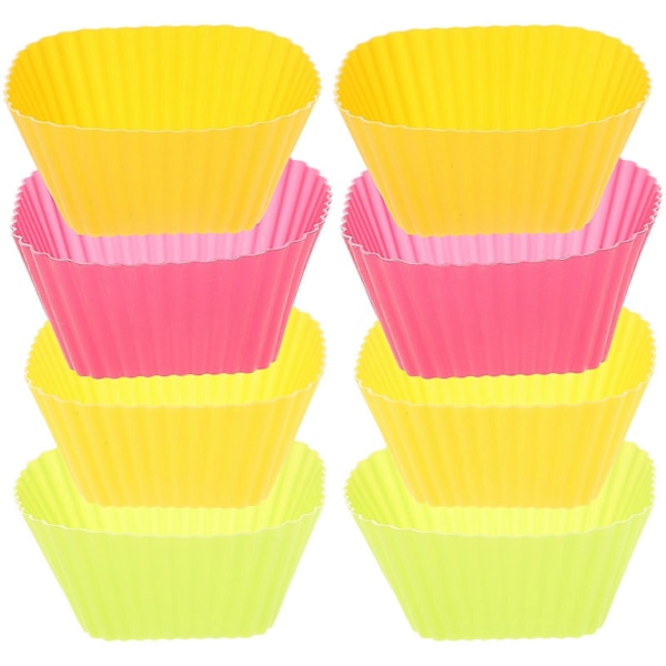 12 stk. Cupcake Bageforme Genanvendelige Silikone Muffin Forme Holdere (Assorterede Farver)