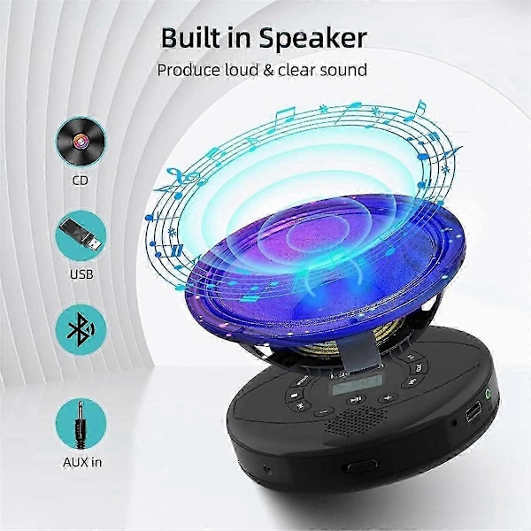 Kannettava CD-soitin Walkman Bluetooth CD Walkman Sisäänrakennettu kaiutin Ladattava CD-soitin USB/AU-liitännällä