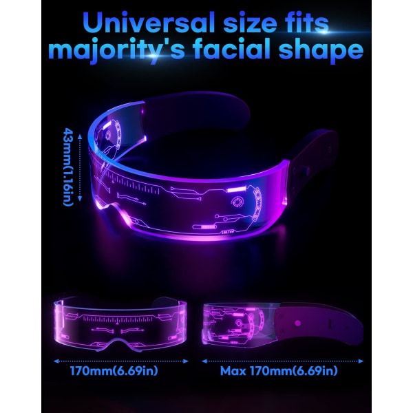 Led-lasit - Valoavat Lasit Cyberpunk Futuristiset Neon Rave DJ