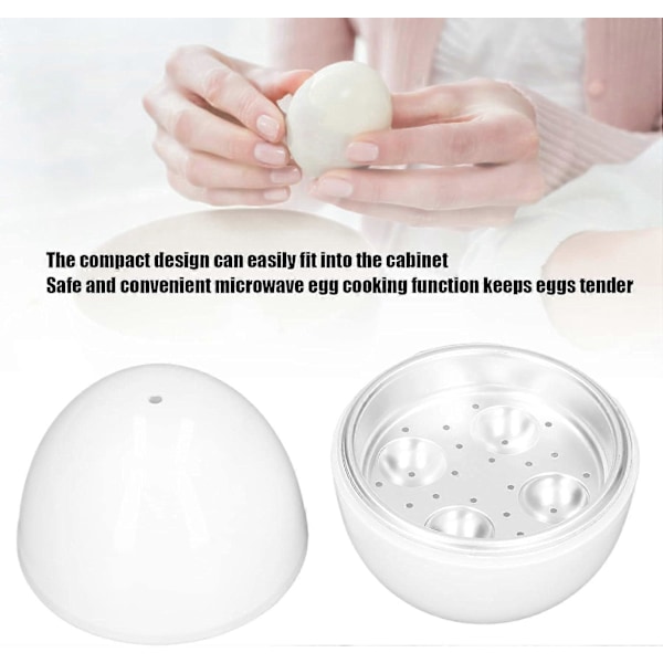 Äggkokare med plats för 4 ägg, Mikrovågsugnsäggkokare, Hårdkokt äggkokare för mikrovågsugn, Kompakt design Äggkokare Ångkokare