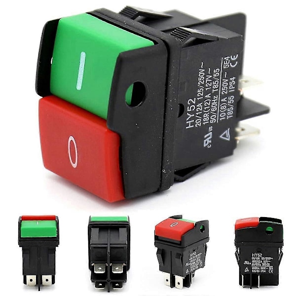 Industrielle elektriske trykknappbrytere, HY52 trykknapp for mekanisk enhetsbryter 4 pinner med lys 125/250 V