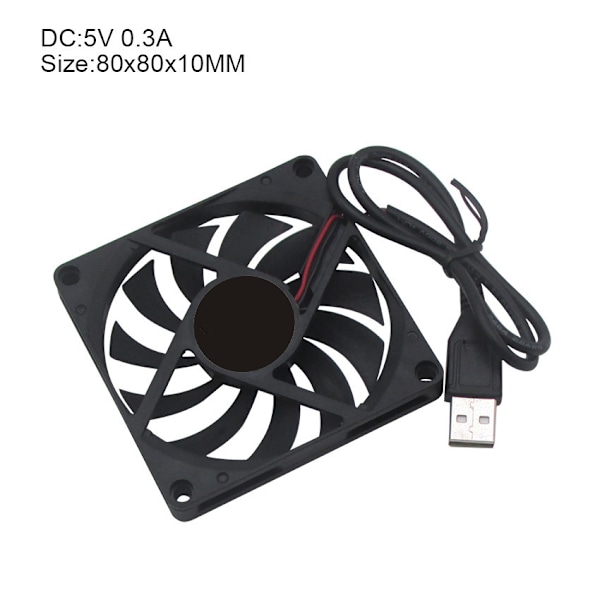 #1 stk. 5V 0,25A 80mm 80x10mm 8cm DC Børsteløs USB-forbindelse til PC-køleblæser#
