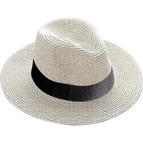 Dame Bredskygget Panama Stråhat, Rul-op Hat med Bæltespænde, Fedora Strandhat