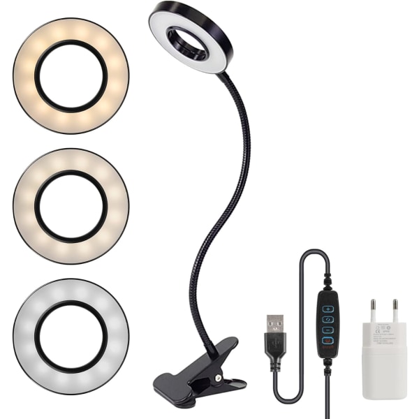 Bogklips Læselampe, 5W 48 LED Klipslampe, Dæmpbar Klipslampe