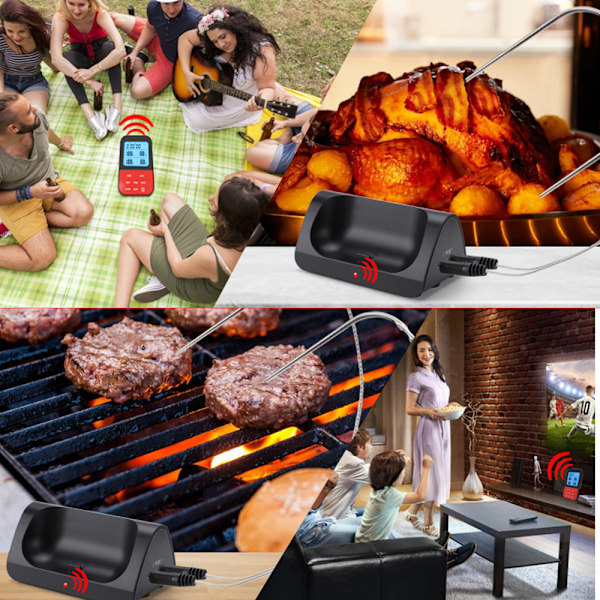 *Digital kötttermometer, trådlösa Bluetooth-grillprober, LCD-skärm för ugn, kök, grill*