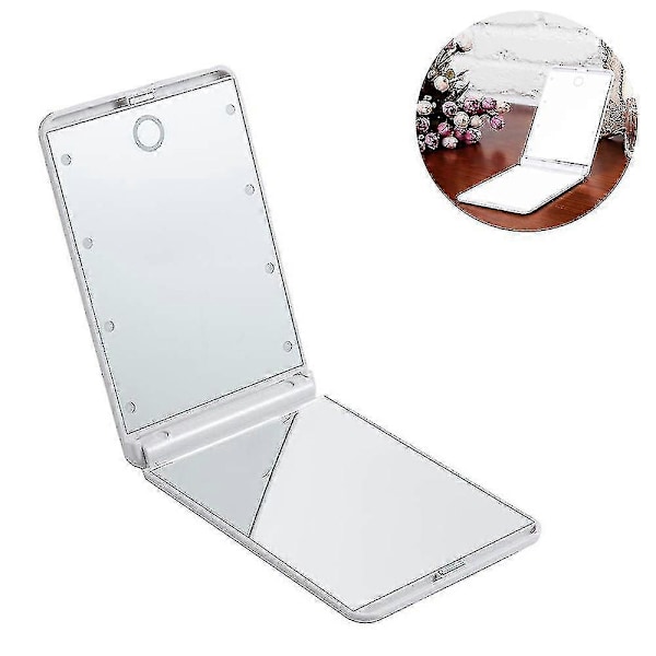 Kosmetisk Spegel Med LED-belysning, Dimbar Touch Sensor Förstoringsglas Vikbar Sminkspegel För Kvinnor Portabel