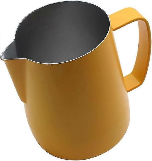 Rustfri stål mælkekande Steaming Pitcher Egnet til kaffe, latte og mælkeskum 350ml Gul