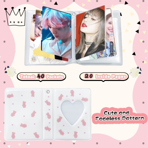 3 Inch K-Pop Photo Card Binder (White - Pendant Not Included), Pe