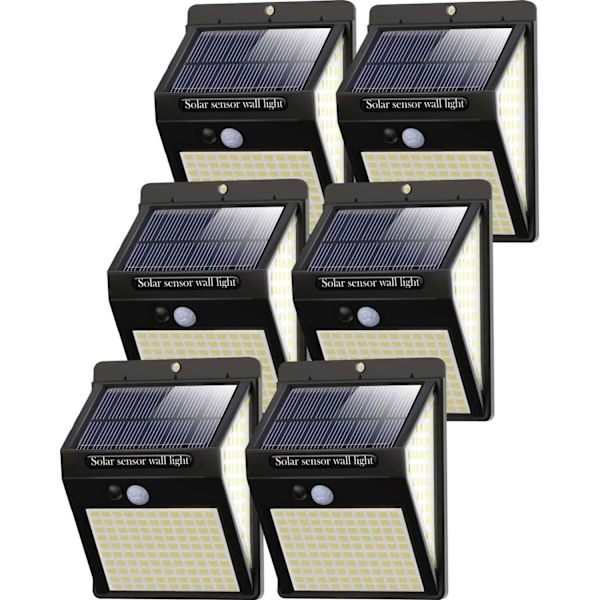 6-pack med 230 LED Solcellslampor med Rörelsesensor för Utomhus, Solcellslampa