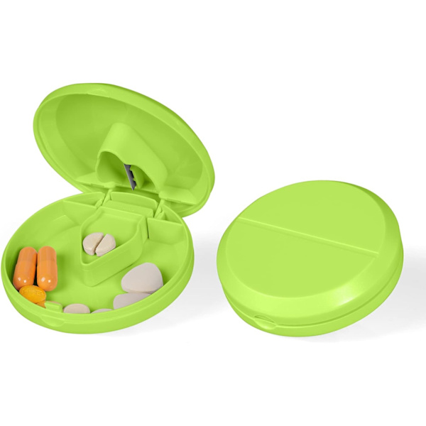 1 stk Tablet Cutter (Grøn), Pilledeler med Stål Skæreblade