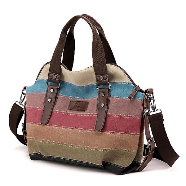Dame Håndveske Crossbody Veske Skuldervesker i Flerfarget Canvas for Arbeid Fritid Shopping Reise