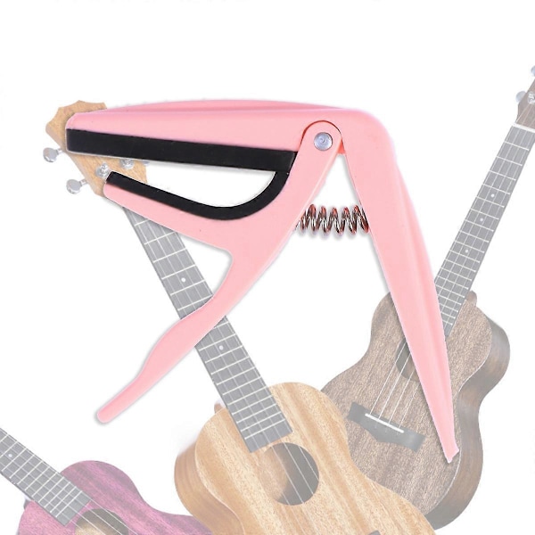 Professionel Ukulele Capo Enhånds Hurtigt Skift Ukelele Capo Zinklegering Ukulele Dele Tilbehør (Pink)