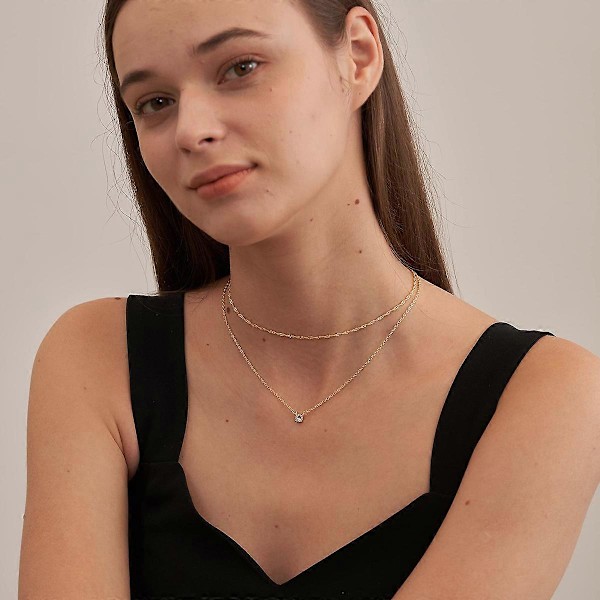 Diamanthalskæder til kvinder, fin guldkæde forgyldt lang lariat halskæde simpel guld diamant choker halskæde