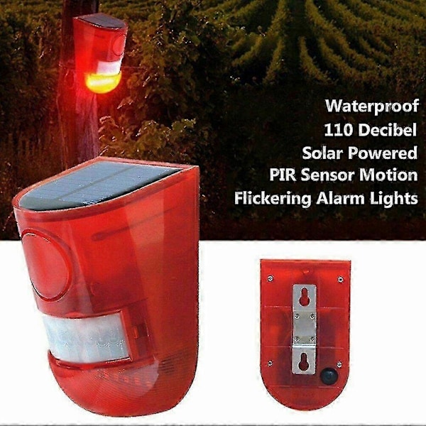 Udendørs Solar Alarm Advarsels LED Lys Ip65 Bevægelsessensor Have Sikkerhedslampe hy