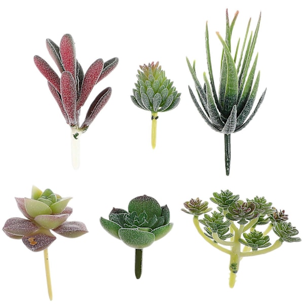 6 stk. Simulations sukkulentplanter Dekorativ plante Chic DIY planteornament