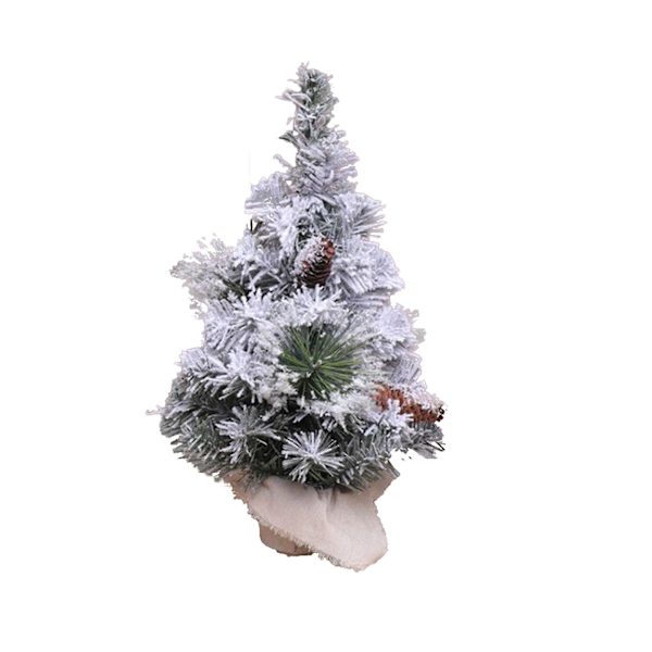 Bordsjulgran Snötäckt Tallkotte Realistisk Naturlig Gåvor Scenlayout Flockad Heminredning Mini Cederträ Julgran Party Favörer Kaesi40cm