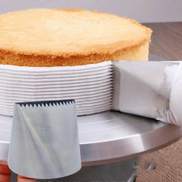 Bage DIY Værktøj Krøllet Roseblad Sprøjte Dyser Rustfrit Stål Kage Smørcreme Dekorationstips Cupcake Konditorværktøj (Zigzag) 2 stk 4,6*5,3*5,5cm