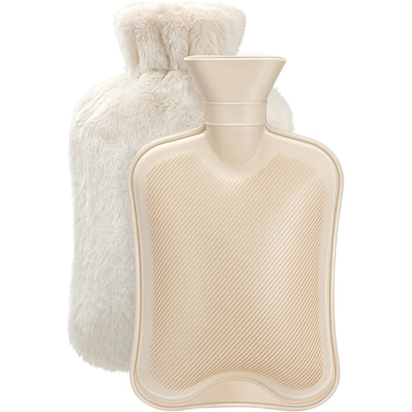 #Premium termokandeflaske med imiteret pelsdæksel, 2 liter, hvid - Ther#