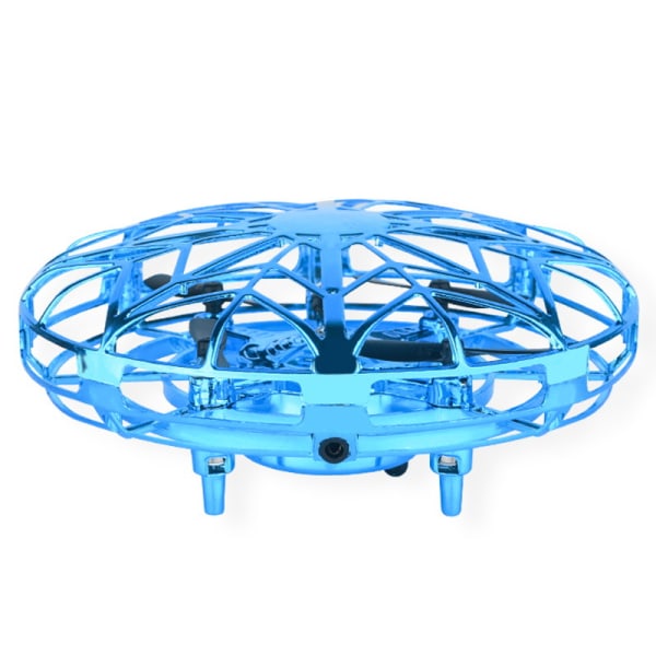 Blå Mini UFO Drone Kid Flying Toy Quadcopter Fjernkontroll Air