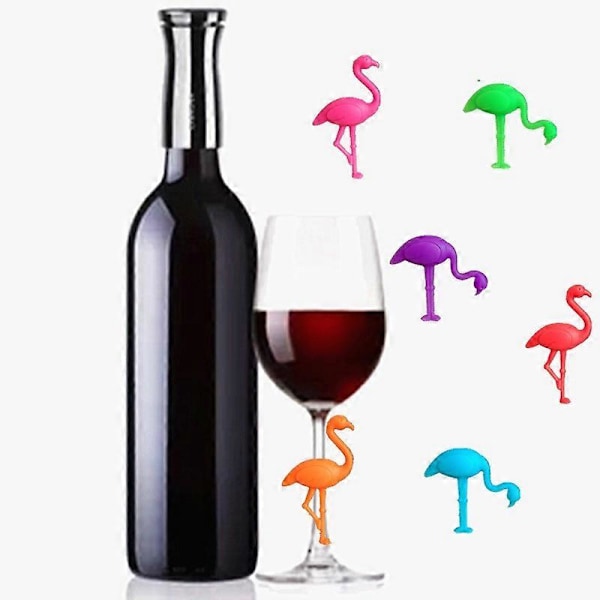 Vinglasmarkörer Berlocker 12 st Flamingo Vinglasmarkörer Flamingo Partydekorationer Djur Goblet Markering Silikon Vinglas Markering Etikett