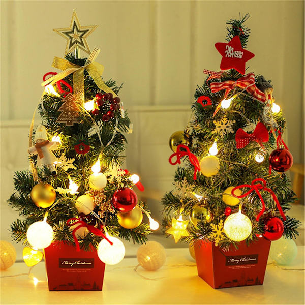 Farfi 1 Set Led Vackert Handgjort Mini Julgran Estetisk Elegant Pvc Julgransmodell För Hem9