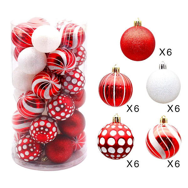 Julgranskule-set 6cm Färgglada Plastkulor, Dekorativt Hänge