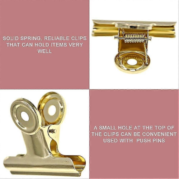 Metall Gemensamma Pappersklämmor Ljusguld, 2 Tum Stora Bull Hinge Binder Clips Klämmor För Bilder Foton, Matpåsar, Hem Kök, Kontorsmaterial (50mm)guld10