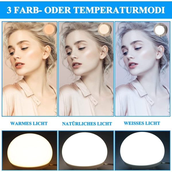 #(8 stycken) LED-spegellampa, LED-spegelbelysning, 3 färglägen, sminkbordlampa, sminklampa#