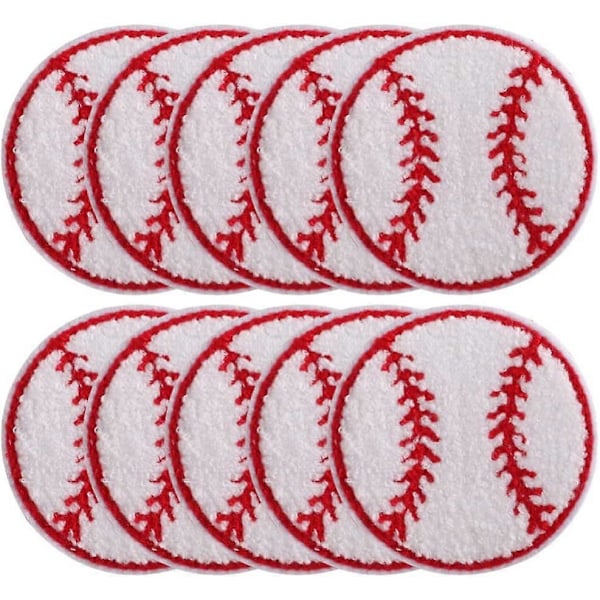 Chenille Stryge-på Baseball Patch 10 stk. Baseball Softball Broderede Sy-på Patches Dekorative Reparations Patches Chenille Applikation til DIY Jeans Tøj B