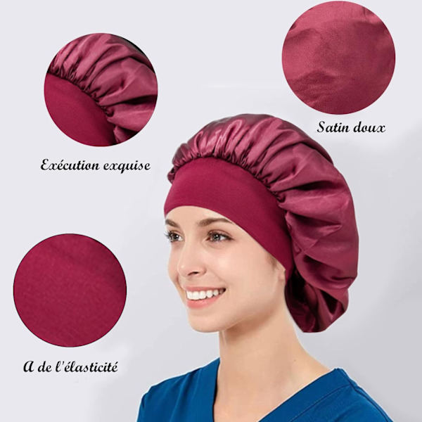 1 Stycke Satin Hårsömnhatt, Sömnhattar, Stretchig Nattmössa