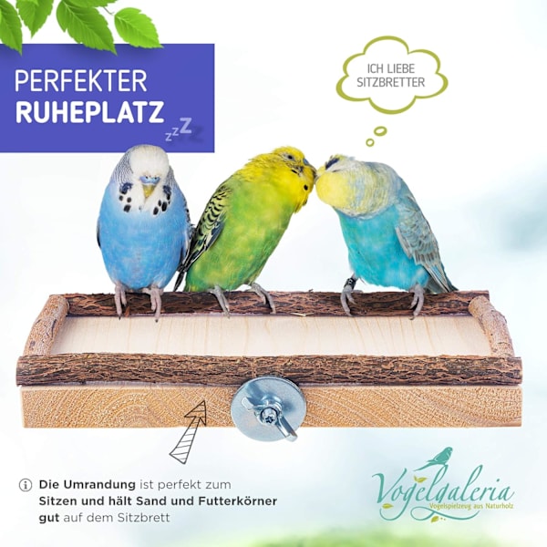 Super Sittplatta 20x10cm med naturträ för kakaduor - plattform