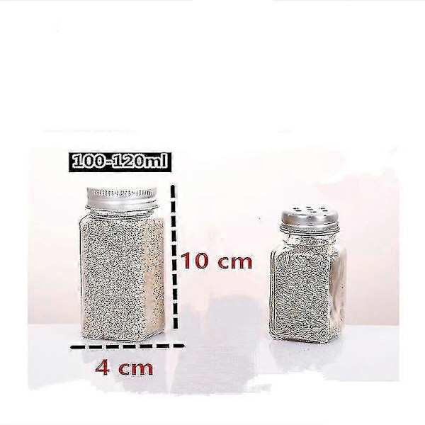 12 Krydderglass/flasker - med 20 krydderetiketter - shakerlokk og forseglede metallokk - inkluderer sammenleggbar silikontrakt