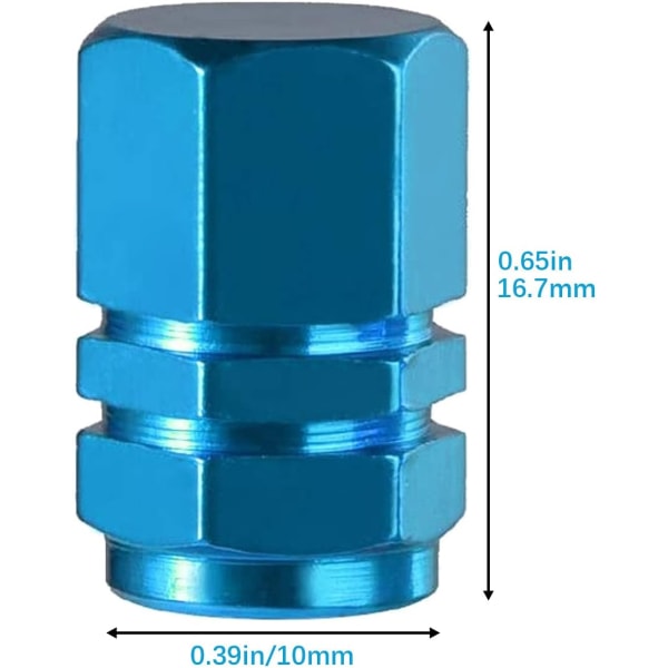 8 Aluminium Däckventilkåpor med Hex-Fog, Universal