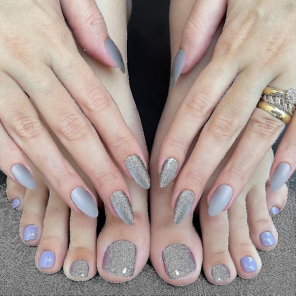 Manicure med panser Spar Katteøje Hænder og Fødder Manicure Patch Falsk Neglesæt med Panser