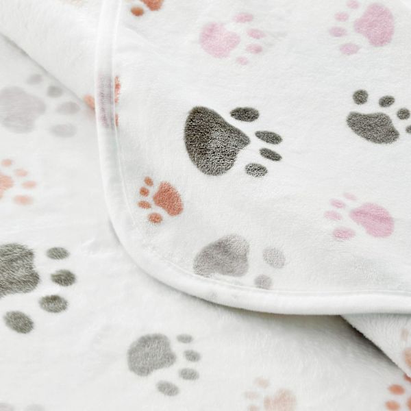 *Hund/Kattfilt, Söt tassdesign tryckt, Perfekt presentidé, Lätt M*