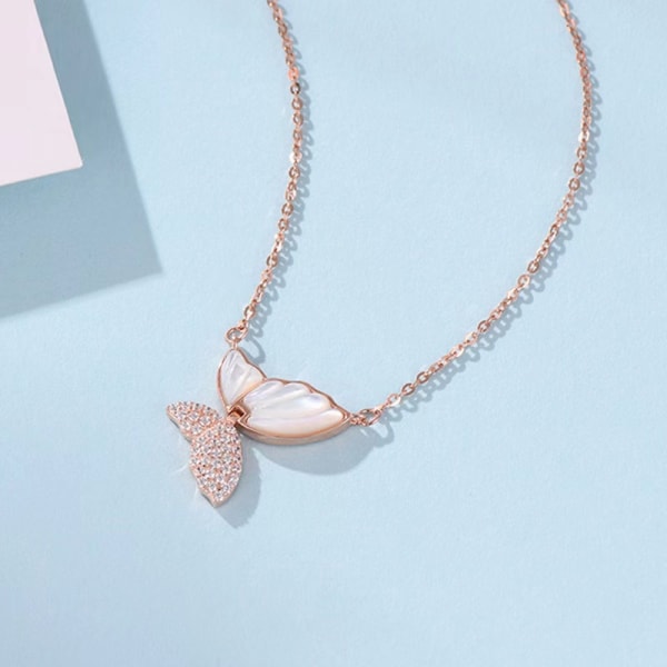 /#/925 silver style butterfly dance necklace female clavicle in/#/